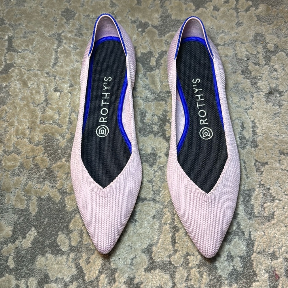 Rothy’s “THE POINT” Knit Pointed Toe Slip On Flats Light Pink - Size 8
